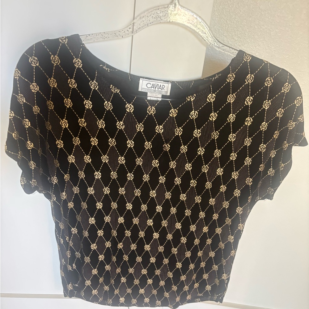 80s Black and Gold Women's Top